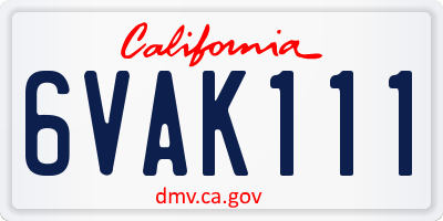 CA license plate 6VAK111