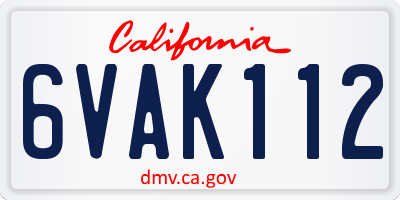CA license plate 6VAK112