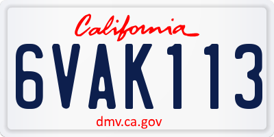 CA license plate 6VAK113