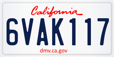 CA license plate 6VAK117