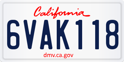 CA license plate 6VAK118