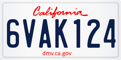 CA license plate 6VAK124
