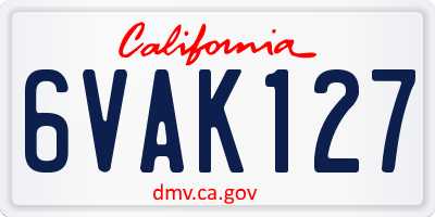 CA license plate 6VAK127
