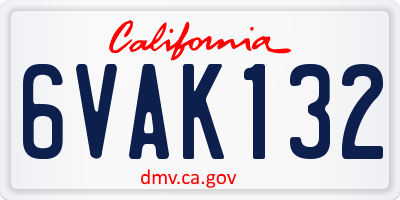 CA license plate 6VAK132