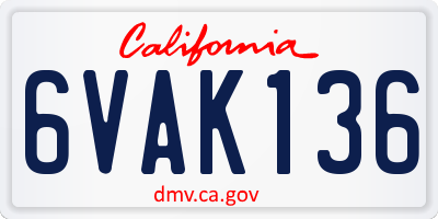 CA license plate 6VAK136