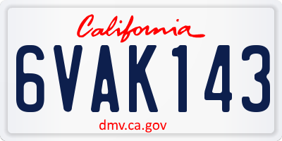 CA license plate 6VAK143