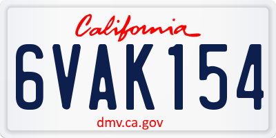 CA license plate 6VAK154