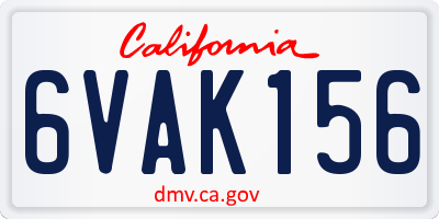 CA license plate 6VAK156