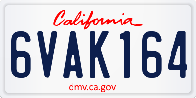 CA license plate 6VAK164