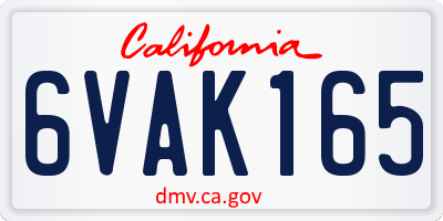 CA license plate 6VAK165