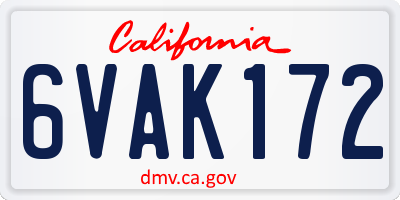 CA license plate 6VAK172