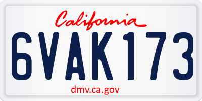 CA license plate 6VAK173