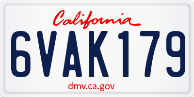 CA license plate 6VAK179