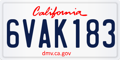 CA license plate 6VAK183