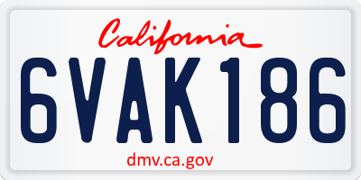 CA license plate 6VAK186