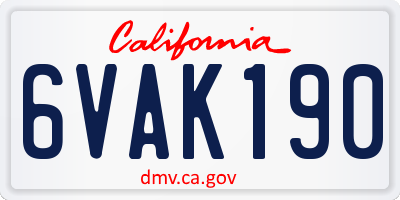 CA license plate 6VAK190