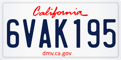 CA license plate 6VAK195