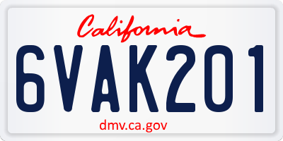 CA license plate 6VAK201