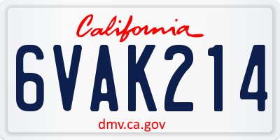CA license plate 6VAK214