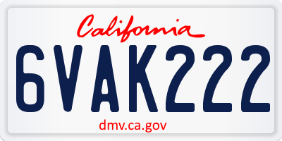CA license plate 6VAK222