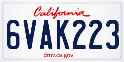 CA license plate 6VAK223