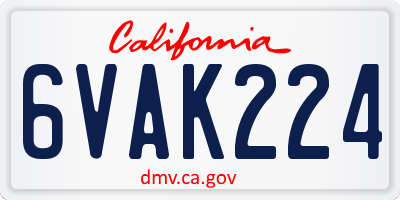 CA license plate 6VAK224