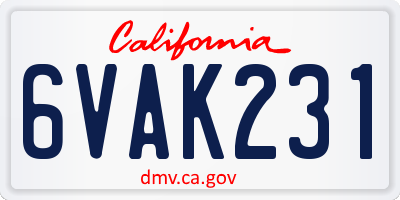 CA license plate 6VAK231