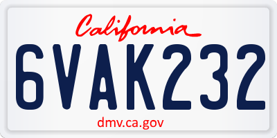 CA license plate 6VAK232