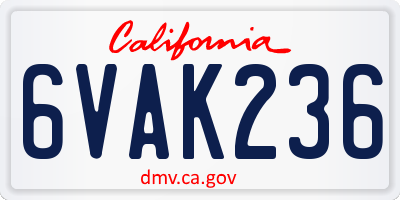 CA license plate 6VAK236