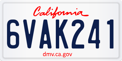 CA license plate 6VAK241