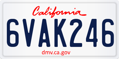 CA license plate 6VAK246
