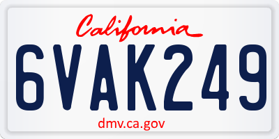 CA license plate 6VAK249