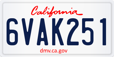 CA license plate 6VAK251