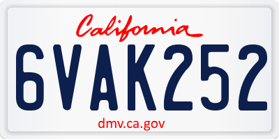 CA license plate 6VAK252