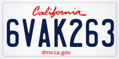 CA license plate 6VAK263