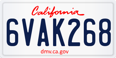 CA license plate 6VAK268