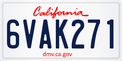 CA license plate 6VAK271
