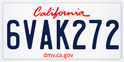 CA license plate 6VAK272