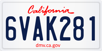 CA license plate 6VAK281