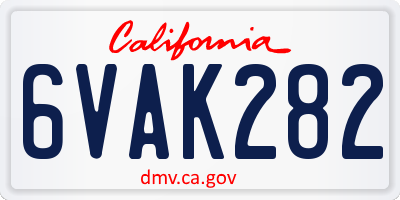 CA license plate 6VAK282