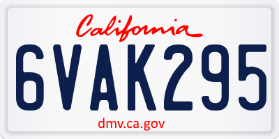 CA license plate 6VAK295