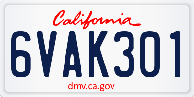 CA license plate 6VAK301