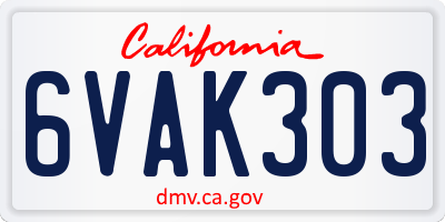 CA license plate 6VAK303