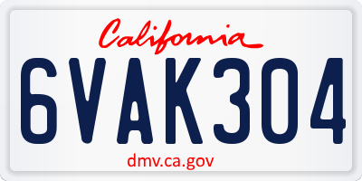 CA license plate 6VAK304