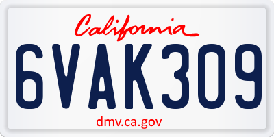 CA license plate 6VAK309