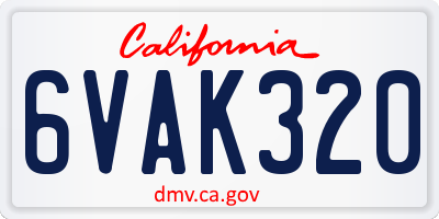 CA license plate 6VAK320