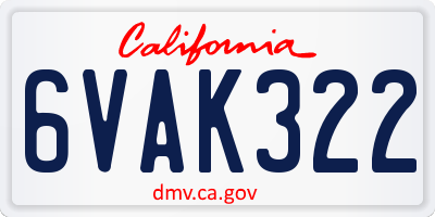CA license plate 6VAK322