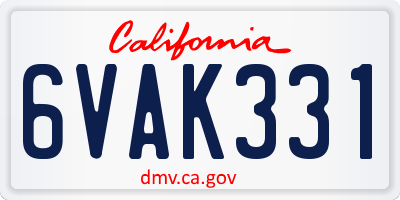 CA license plate 6VAK331