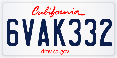 CA license plate 6VAK332