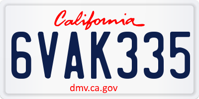 CA license plate 6VAK335